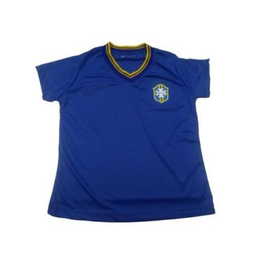 Imagem de Baby Look Brasil Camiseta Feminina Brasil Brasileira Mulher RCH, Azul,