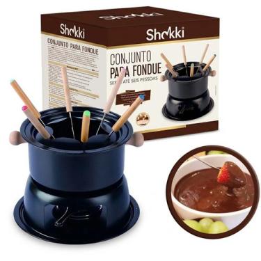 Imagem de Kit De Fondue 11 Peças Preto Completo Para Queijo Chocolate E Carne Co