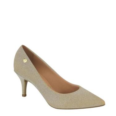 Imagem de Sapato Feminino Scarpin Salto Baixo Vizzano Glitter 1185.702, Dourado,