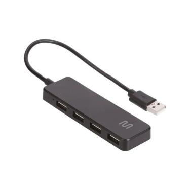 Imagem de Hub USB 2.0 com 4 Portas AC443 Design Slim Transferência Até 480Mbps Preto Multi