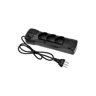 Imagem de Filtro De Linha Plastico Preto - Fiolux 3 Tomadas