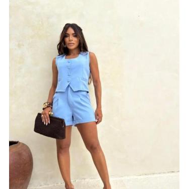 Imagem de Conjunto Shorts Com Colete Em Alfaiataria Social Elegante - Le Kadrye,