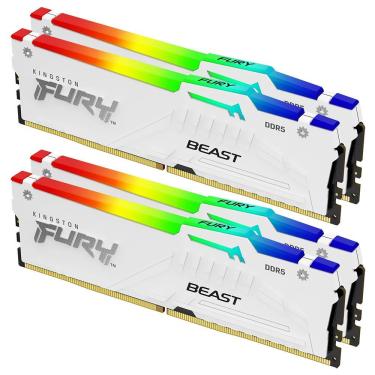Imagem de Memória RAM Kingston Fury Beast 64GB (4x16GB) 6000MHz RGB Branco KF560C40BWAK4-64