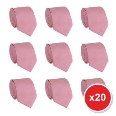 Imagem de Kit 20 Gravatas Masculina Social Slim Premium Tons de Rosa Lisa Elegante Padrinhos Formatura Trabalho