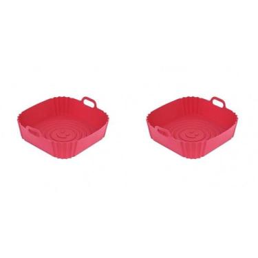 Imagem de Kit 2 Forma de Silicone Quadrada 21cm Antiaderente Para Air Fryer e Fo
