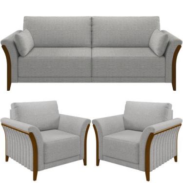 Imagem de Kit Sofá 02 Lugares Sala Estar 162cm Com 02 Poltronas Stefan Pés Madei