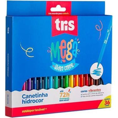 Imagem de Canetinha Hidrocor 36 Cores Ponta Fina Mega Hidro Color Tris