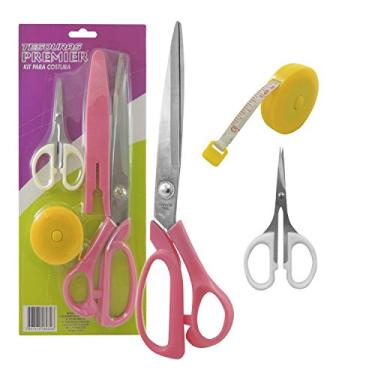 Imagem de Kit 2 Tesouras Multiuso 22,5cm, Precisão 10cm e Fita Métrica