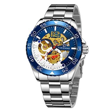 Imagem de Moniss Relógio masculino mecânico automático de aço inoxidável 3ATM relógio de pulso empresarial