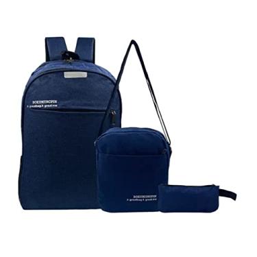 Imagem de Kit Mochila Para Notebook + Shoulder Bag + Necessaire (Azul)