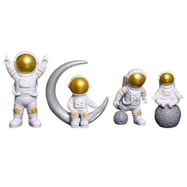 Imagem de 4 peças estátua de astrouti modelo ormento estante estante estatueta de astrouti decoração escultura decoração s, ouro Branco