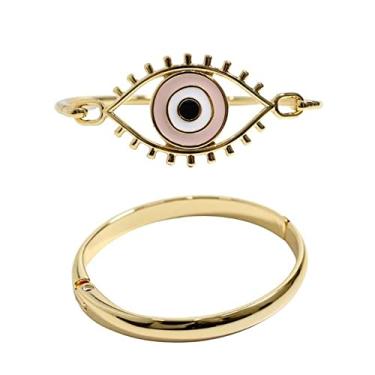 Imagem de Kit 2 Pulseira Feminina Olho Grego Rosa Bracelete Banhado