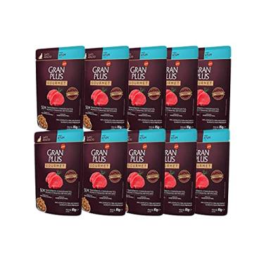 Imagem de Kit 10 Ração Úmida Gran Plus Sachê Gatos Gourmet Adultos Atum - 85g
