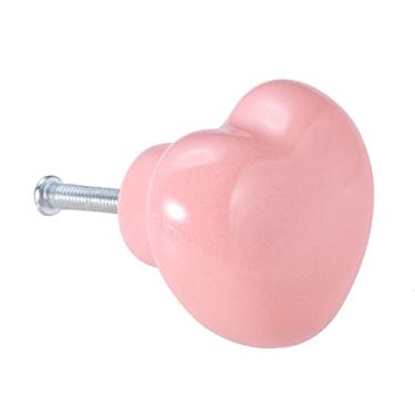 Imagem de 1 pc cor-de-rosa cor-de-rosa gaveta gaveta punho Único buraco redondo coração Checker padrão bonito puxar cozinha banheiro w/parafuso 38mm YYDFPIIA (Color : Heart)