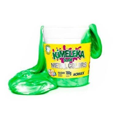 Imagem de Kit 3 Slime Verde Metal Colors 180G Kimeleka Acrilex