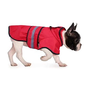 Imagem de (Medium, Red) - HDE Dog Raincoat Hooded Slicker Poncho for Small to X-Large Dogs and Puppies