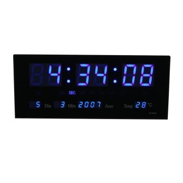 Imagem de Relógio Parede Led Azul Digital Calendário Termometro 36cm