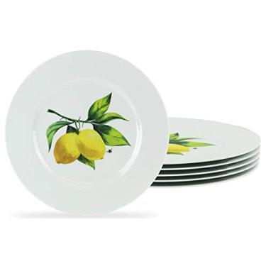Imagem de Reston Lloyd Calypso Basics Conjunto de pratos de salada de melamina com 6, 21 cm, livre de BPA, não tóxico, resistente à quebra, seguro para lava-louças, pratos para uso interno e externo, limões
