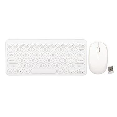 Imagem de Combinação de mouse de teclado sem fio, teclado e mouse compacto e ergonômico silencioso de tamanho completo USB 2.4G, conjunto de mouse de teclado para jogos para PC desktop laptop(Branco)