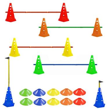 Imagem de 10 Cones Flexíveis C/ 5 Barreiras Agilidade + 10 Pratos