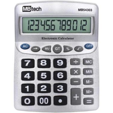 Imagem de Calculadora Eletrônica Grande 12 Dígitos Escritório Mb54303 - Mbtech