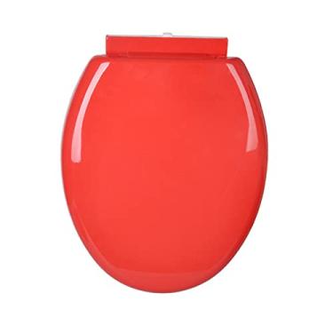 Imagem de Assento de vaso sanitário colorido, assento de vaso sanitário redondo de fechamento lento, assento de vaso sanitário de polipropileno espesso redondo, assento de vaso sanitário confortável fácil de limpar e instalar, vermelho pequena surpresa