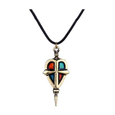 Imagem de Blue Exorcist Colar com pingente unissex para cosplay de Rin Okumura com emblema de cavaleiro da Ordem Cruzada - Metal/Couro, One Size, Couro Metal