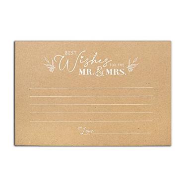 Imagem de Summer-Ray 50 peças Kraft Rustic Best Wishes for the Mr. & Mrs. Wedding Advice and Well Wishes Cards for the Bride and Groom 10 x 15 cm Heavyweight