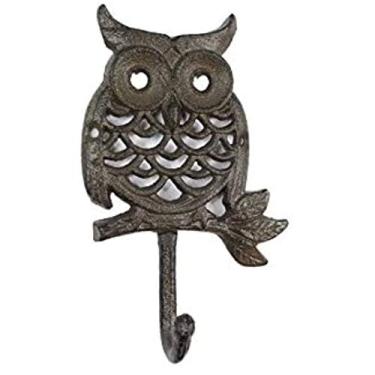 Imagem de Handcrafted Nautical Decor Gancho de coruja de ferro fundido 15 cm - gancho de ferro - gancho de parede de ferro - coruja decorativa