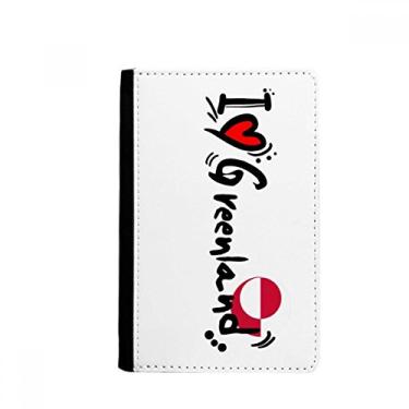 Imagem de I Love Greenland Word Flag Love Heart Illustration Passport Holder Notecase Burse Wallet Cover Card Purse, Multicolor