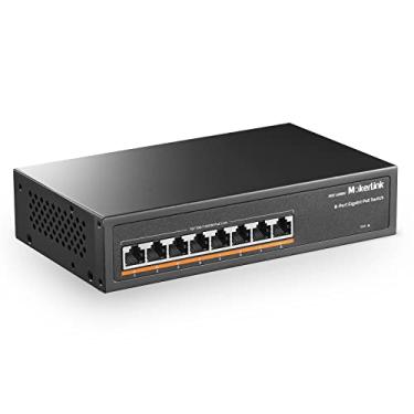 Imagem de MokerLink Interruptor PoE Gigabit de 8 portas, 8 portas PoE+ 1000 Mbps, 802.3af/a 120W, Plug and Play sem ventilador de metal não gerenciado