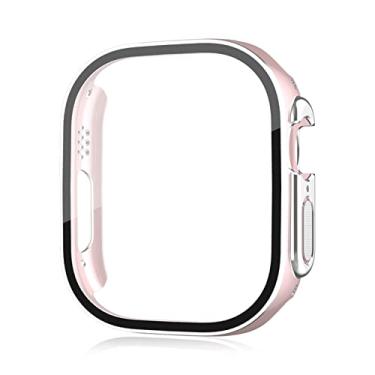 Imagem de SDUTIO para Apple Watch Ultra 49mm smartwatch protetor de tela PC vidro capa pára-choques acessórios temperados série iwatch ultra 49 mm (cor: rosa prata, tamanho: ultra 49mm)