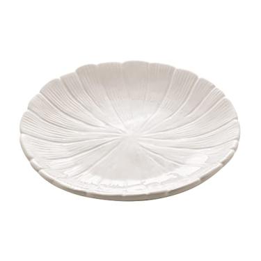 Imagem de Prato Decorativo de Cerâmica Banana Leaf Branco 19,5cm x 19,5cm x 3cm - Lyor