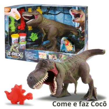 Dinossauro Rex Grande T-rex Ataca Come E Faz Cocô 35cm - Divertoys