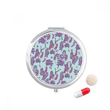 Imagem de Caixa de comprimidos de flores, pintura de plantas, lavanda, bolso para viagem, caixa de armazenamento de medicamentos, dispensador de espelho