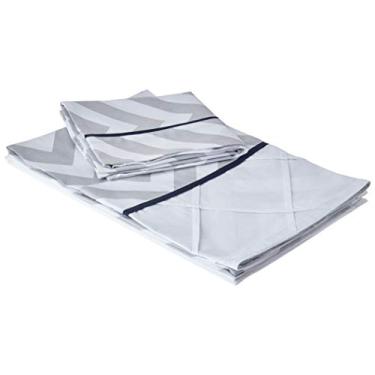 Imagem de Biramar Baby Lencol Carrinho 3 Pcs Percal 180 Fios Estampado Brooklyn Chevron Cinza/Marinho Marinho