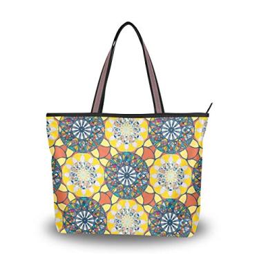 Imagem de Bolsa tote colorida Tartan design criativo bolsa de ombro para mulheres e meninas, Multicolorido., Large