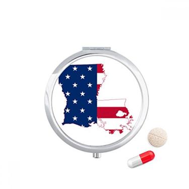 Imagem de Louisiana USA Mapa de Estrelas e Listras Bandeira Caixa de Armazenamento de Remédio Dispensador