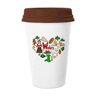 Imagem de Caneca de cerâmica com a bandeira nacional do Reino Unido Wales Love Heart