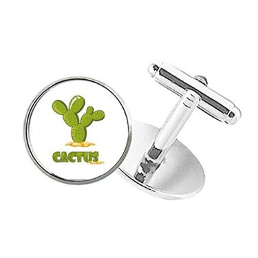 Imagem de DIYthinker Abotoaduras com clipe de botão redondo verde para suculentas de planta cacto