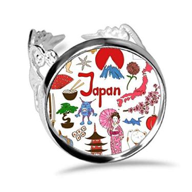 Imagem de DIYthinker Japão Landscap Animals Anel de bandeira nacional ajustável amor casamento noivado