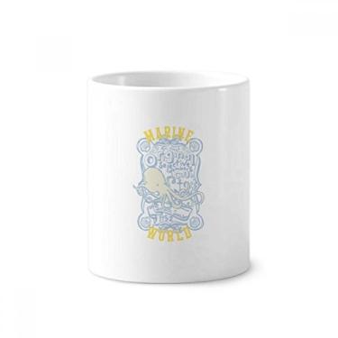 Imagem de Octopus Marine Life Suporte de caneta de escova de dentes com padrão colorido Caneca suporte de cerâmica copo lápis