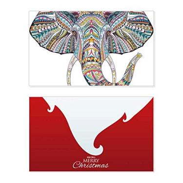 Imagem de Modelo de elefante colorido estilo mosaico, feriado, feriado, cartão de felicitações, mensagem de Natal