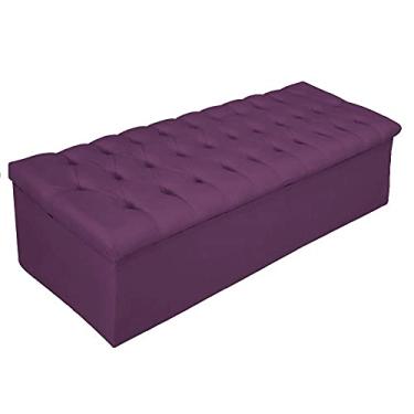 Imagem de Calçadeira Recamier Estofada Baú Mel Capitonê 195 cm Suede Roxo Quarto - AM Decor
