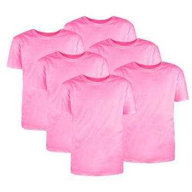 Imagem de Kit Com 6 Camisetas Básicas Algodão Rosa Tamanho P - Mc Clothing