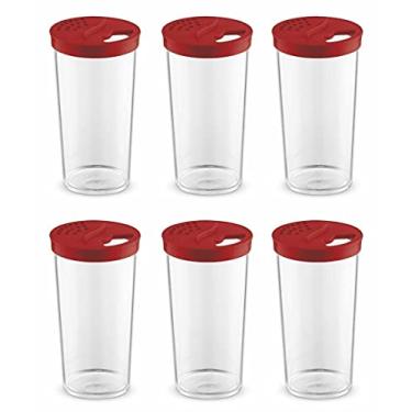 Imagem de Kit Com 6 Farinheiro Açucareiro Pote Porta Mantimento Condimento 500ml Plático Uz cor:Vermelho