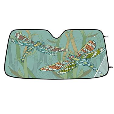 Imagem de Lindo desenho de libélula frontal pára-brisa pára-brisa para caminhões, SUVs e muito mais, mantém os veículos frescos, bloqueia os raios UV, 138 x 70 centímetros