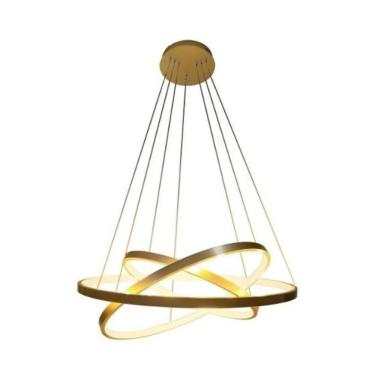 Imagem de Lustre Para Sala Pendente Moderno Led Arcos Dourado 89W