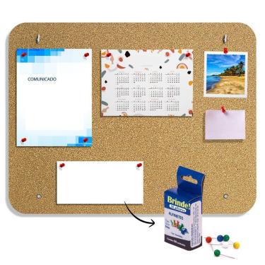 Imagem de 1 Quadro de Aviso Recado Cortiça Mural de Fotos 43x56cm