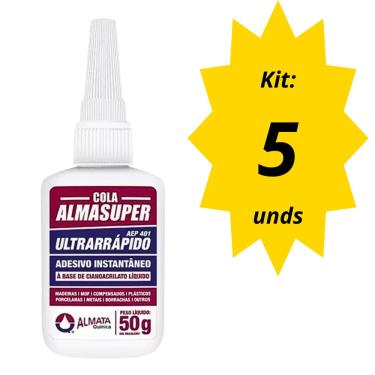 Imagem de Kit 5 und - Cola Alma Super - Ultra Rápida - 50 gramas